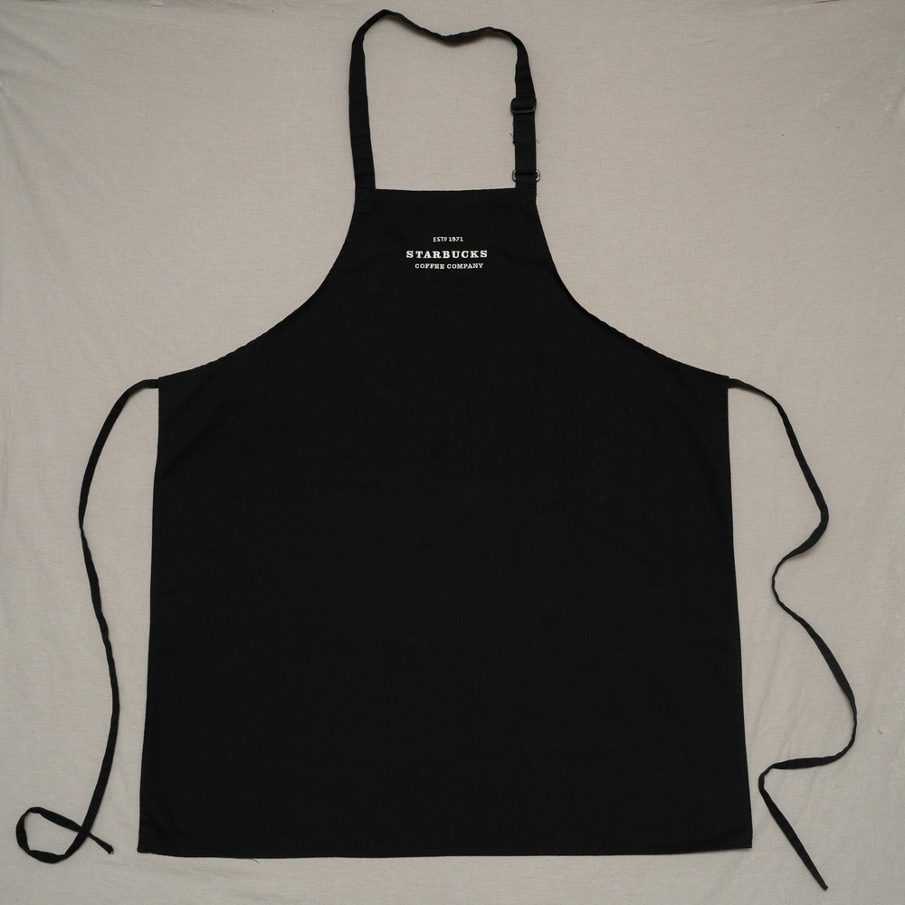 Vintage Rare Starbucks Barista Black Apron No Pockets Y2k EST 1971 USA One Size